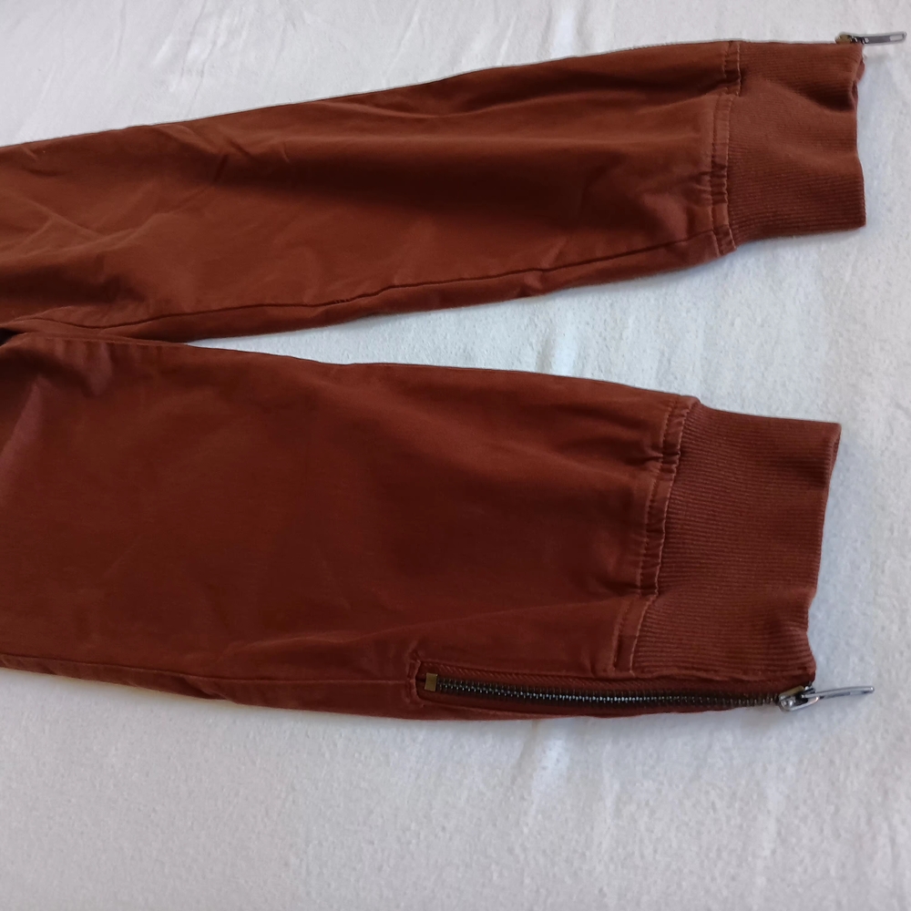 Kut from the Kloth Sz2 Chris High Rise Jogger Brown/Orange W/Cropped Zipper Legs - Picture 4 of 16